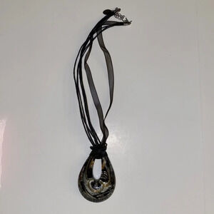 Teardrop‎ Art Glass Pendant Necklace, vintage, NWOT